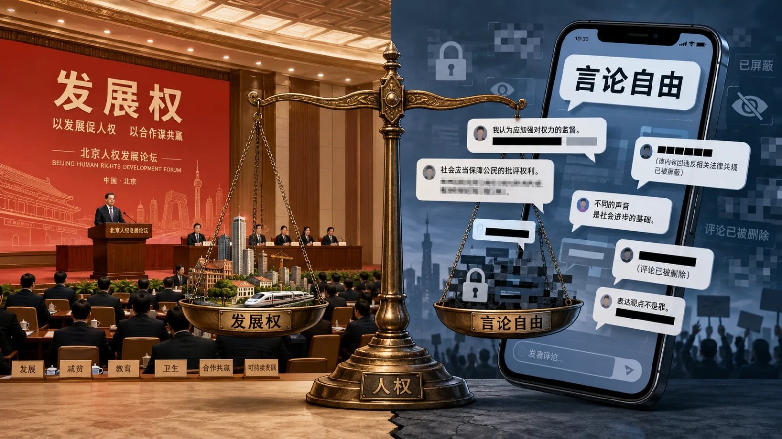 北京人权论坛强调发展权，言论自由与审查争议同步升温