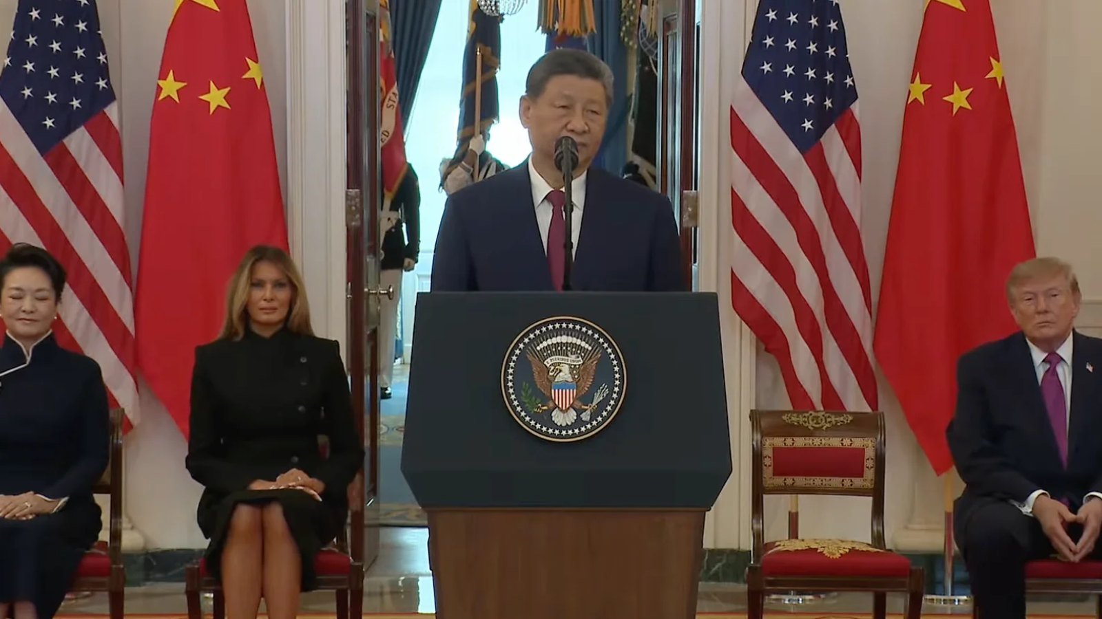川普与习近平在白宫欢迎仪式先后致辞：两国元首讲话全文
